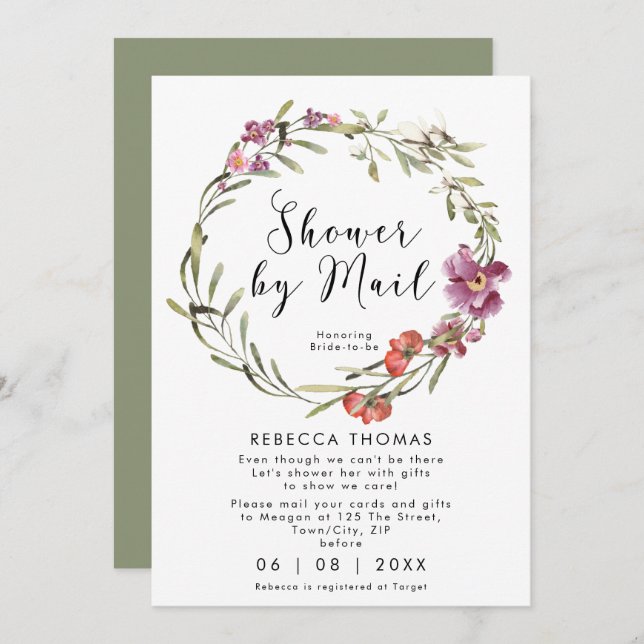 shower by mail floral virtual bridal shower invitation (Front/Back)