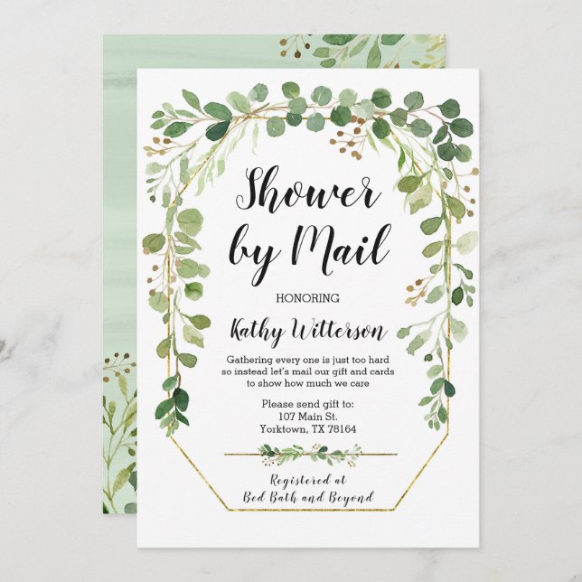 Shower by Mail Greenery Baby Shower Invitation (Front/Back)