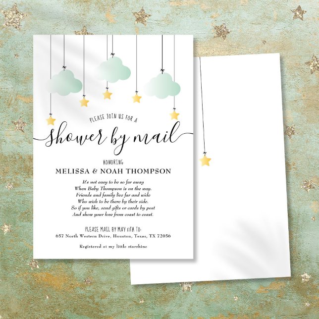 Shower By Mail Long Distance Neutral Green Baby Invitation (Shower By Mail Long Distance Neutral Green Baby Invitation)