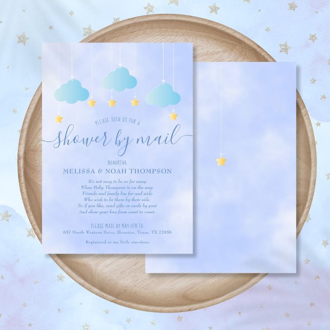 Shower By Mail Long Distance Sprinkle Baby Boy Invitation (Baby Shower By Mail Long Distance Blue Boy Invitation)