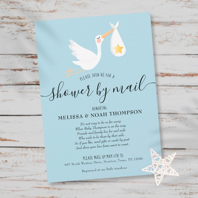 Shower By Mail Long Distance Sprinkle Blue Invitation (Creator Uploaded)