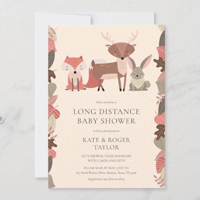 Shower By Mail Long Distance Sprinkle Woodland Invitation (Front)