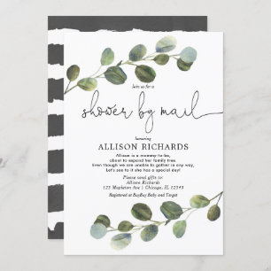 Shower by mail modern eucalyptus baby shower invitation