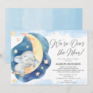Shower by Mail over the moon elephant baby shower Invitation