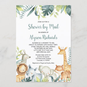 Shower by mail safari animals gender neutral baby invitation