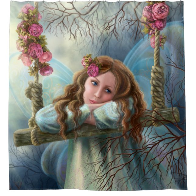 Shower Curtain beautiful young fairy butterfly (Front)