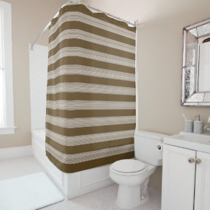 Shower Curtain Beige Brown Stripe