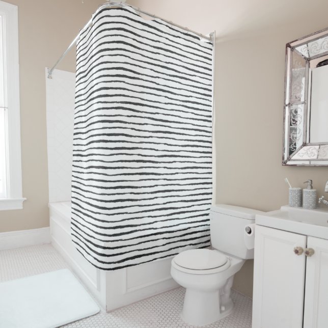 Shower Curtain - Black And White Pattern (In Situ)