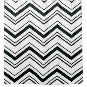 Shower Curtain/Black and White Zig Zags Curtain