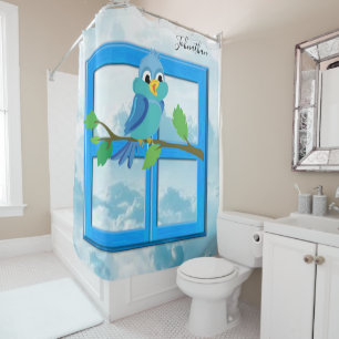Shower Curtain Blue Bird