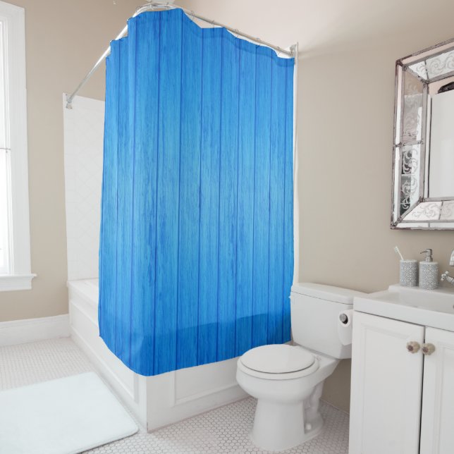 Shower Curtain Blue Fence  (In Situ)