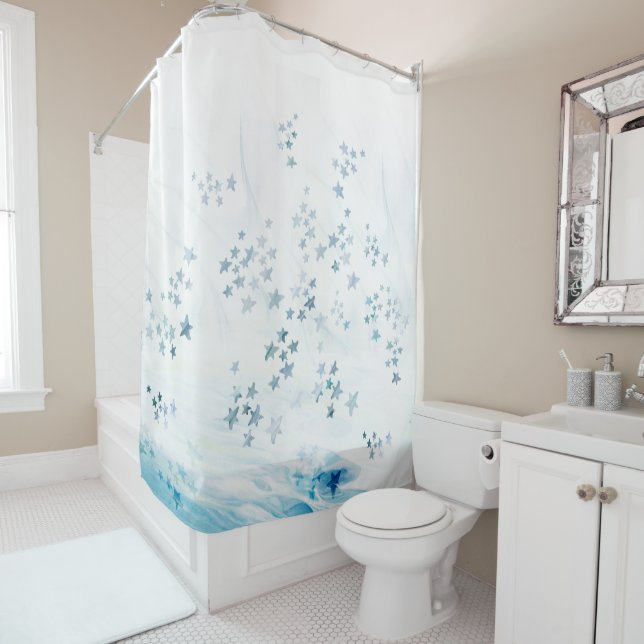 Shower curtain blue starfish (In Situ)