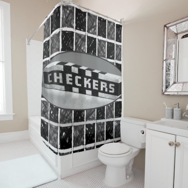 Shower curtain Checkers (In Situ)