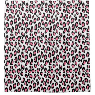 Shower Curtain/Cheetah Print Pink, Black and White Curtain