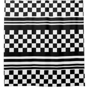 Shower Curtain/Chequered and Stripes Curtain