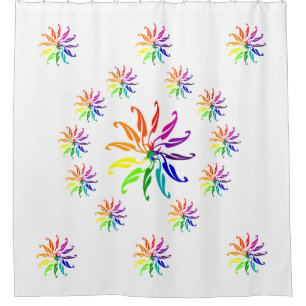 Shower Curtain - Colour Wheel Leaves in Circle