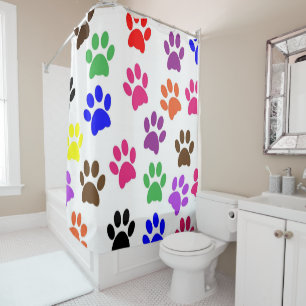 Shower Curtain Colourful Paw Prints