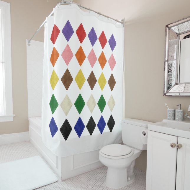 Shower Curtain Colourful Triangular  (In Situ)