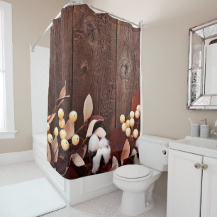 Shower Curtain Cotton Branch on Dark Wood Stem Cou