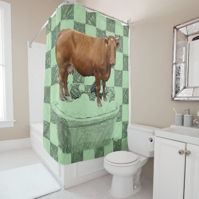 Shower curtain cows (In Situ)