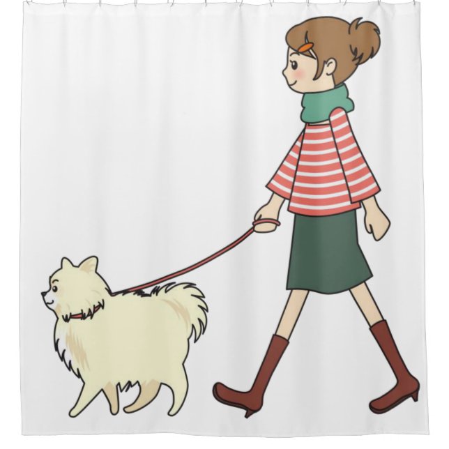 Shower Curtain Dog Walker (Front)