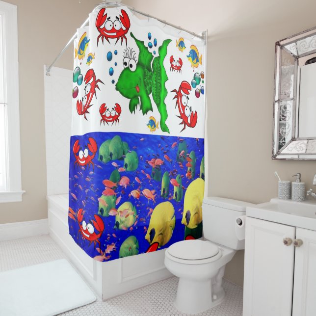 Shower Curtain Fish Crabs Ocean (In Situ)