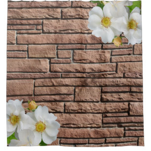 Shower Curtain Floral Brick