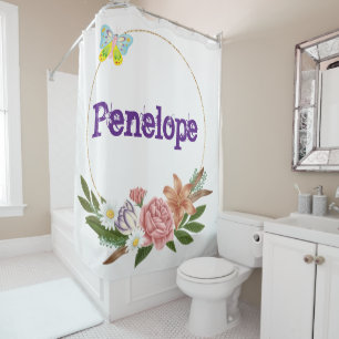 Shower Curtain Floral Butterfly