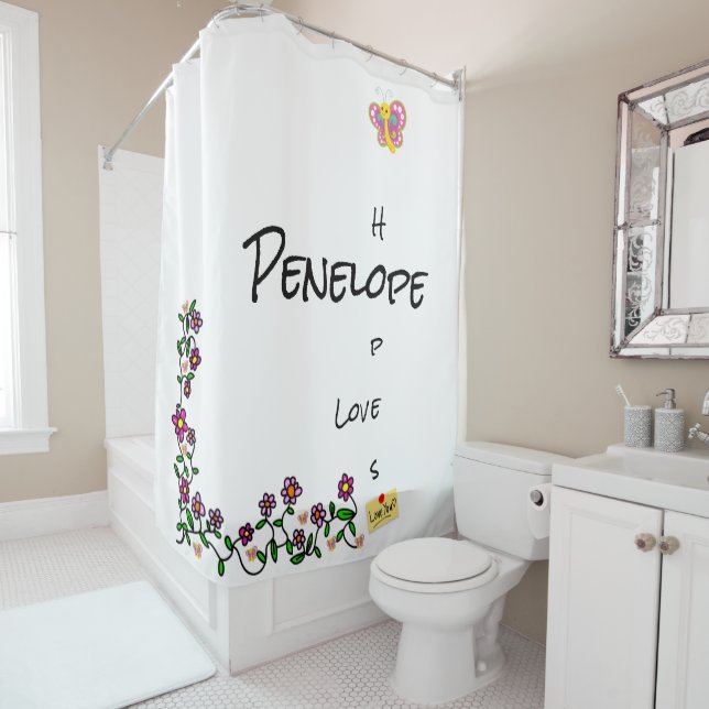 Shower Curtain Floral Butterfly (In Situ)