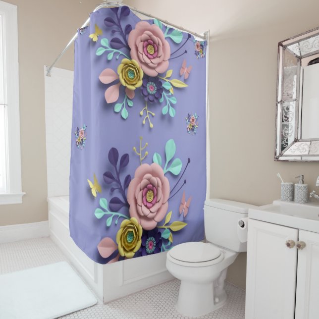 Shower Curtain Floral Purple (In Situ)