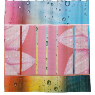 Shower Curtain/Flower Pedals and Rain Drops Curtain
