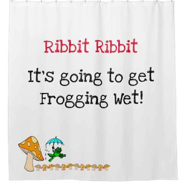 Shower Curtain Frog, Ribbit Mushroom Frogging Wet (Front)