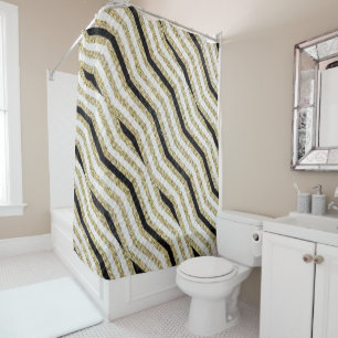 Shower Curtain Gold Black