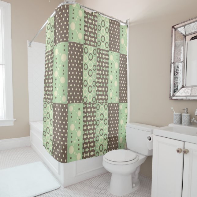 Shower Curtain Green Brown (In Situ)