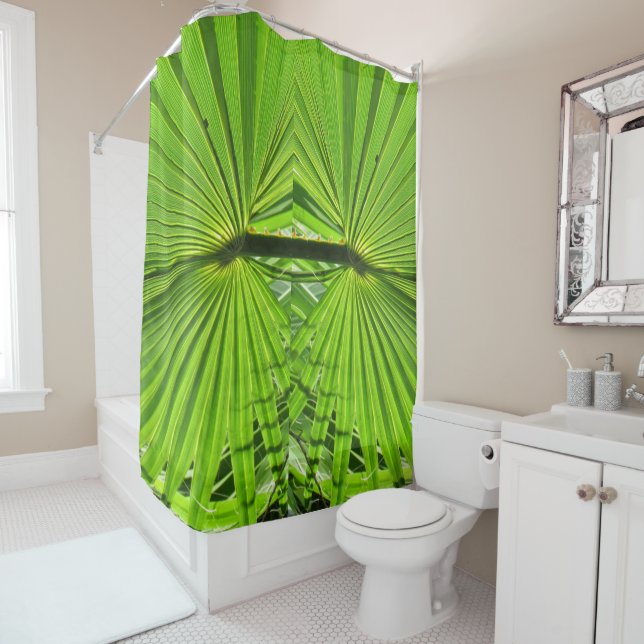 Shower Curtain - Green Palm Fronds (In Situ)