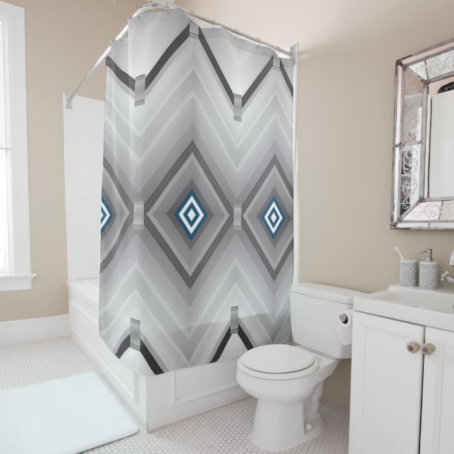 Shower Curtain Grey Black White (In Situ)