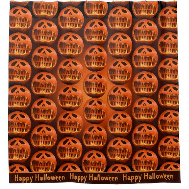 Shower curtain Halloween scary pumpkin face name (Front)