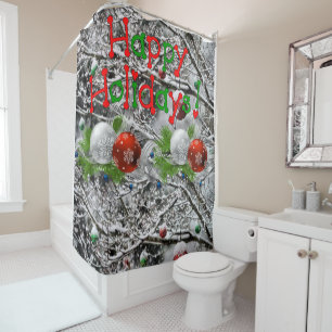 Shower Curtain Happy Hoidays