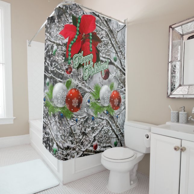 Shower Curtain Happy Holidays (In Situ)