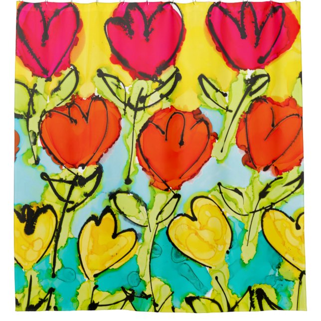 Shower Curtain Happy Tulips Lovitude (Front)