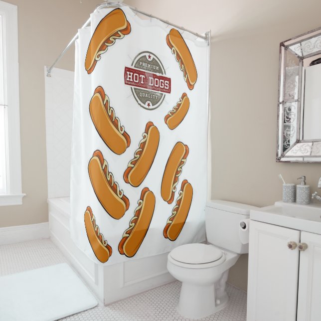 Shower Curtain Hot Dog (In Situ)