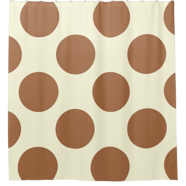 Shower Curtain large Circles Dots Brown Cream (Front)