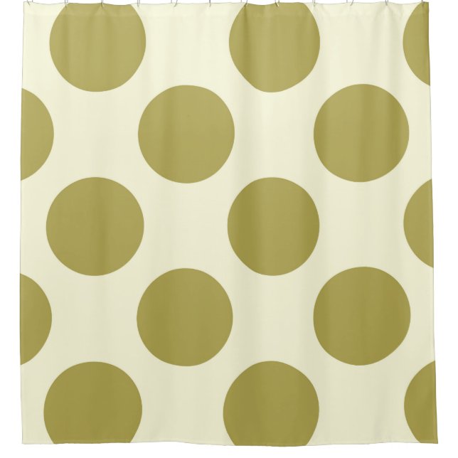Shower Curtain large Circles Dots Green Cream (Front)