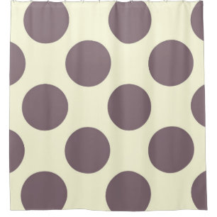 Shower Curtain large Circles Dots Purple Cream