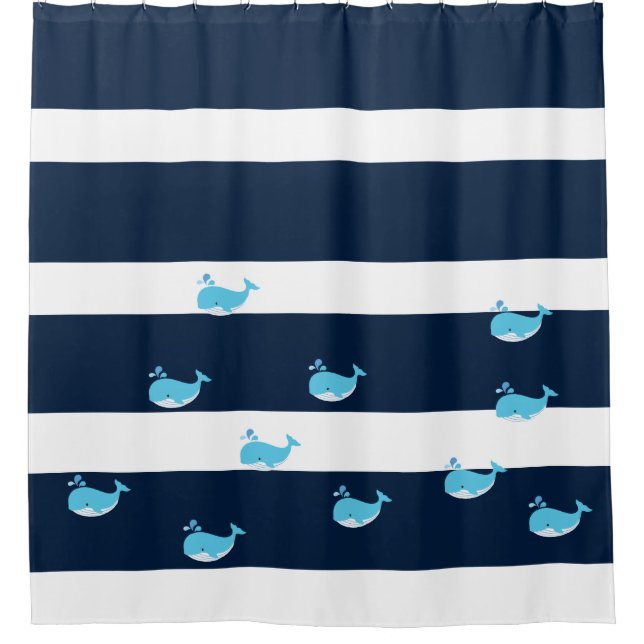 Shower Curtain - Light Blue Whale (Front)
