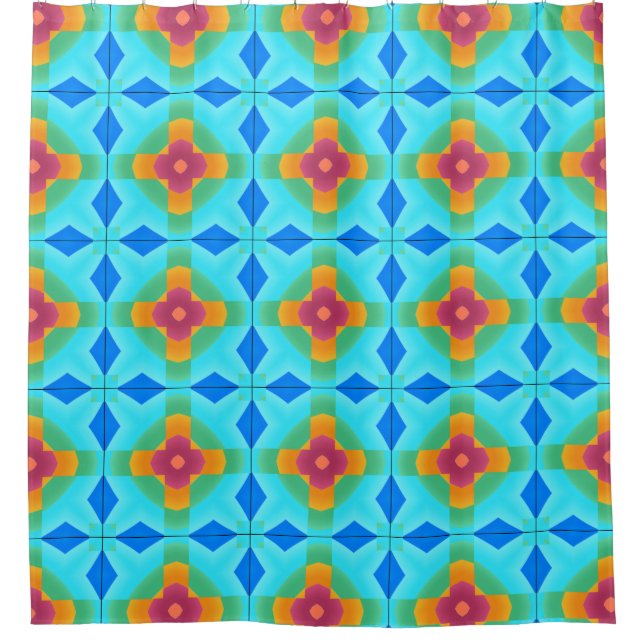 Shower Curtain, multi colour geometric pattern  Curtain (Front)