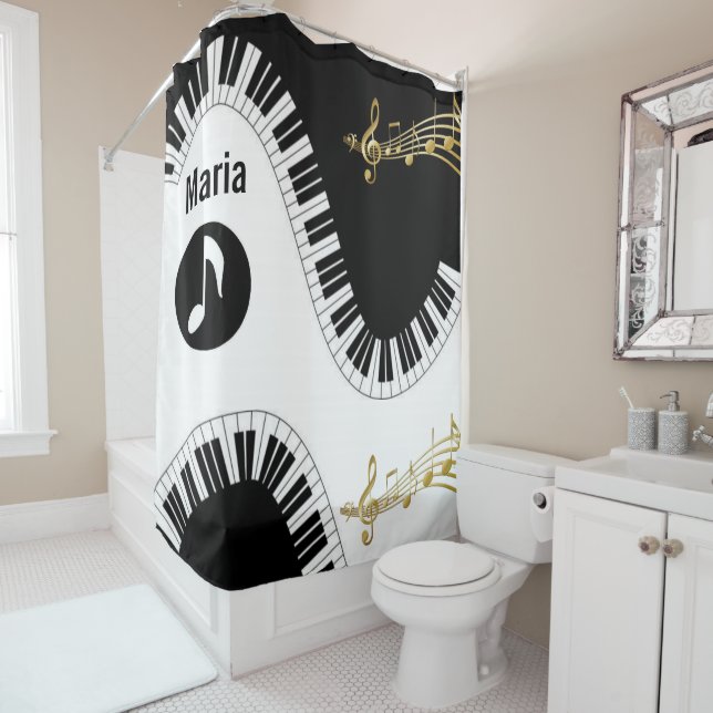 Shower Curtain Music Notes Piano (In Situ)