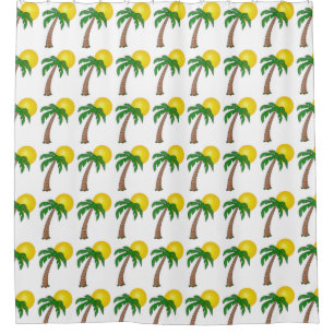 Shower Curtain/Palm Trees and Sun Curtain