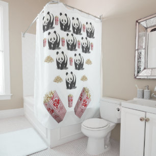 Shower Curtain Panda Popcorn