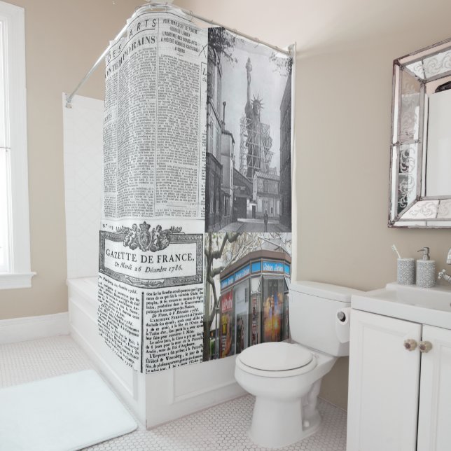 Shower Curtain Paris French Newspaper (In Situ)